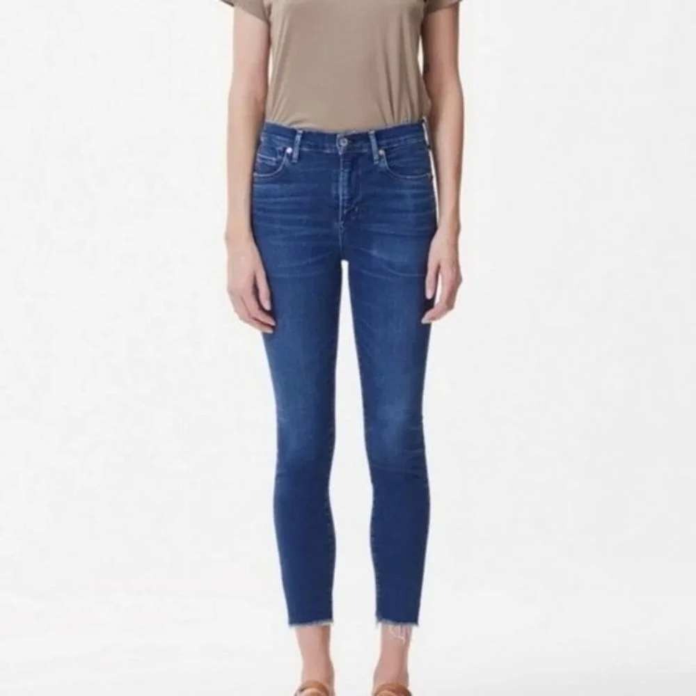 Citizens of Humanity Rocket High Rise Skinny Jeans Blue Raw Hem 26 1416-832